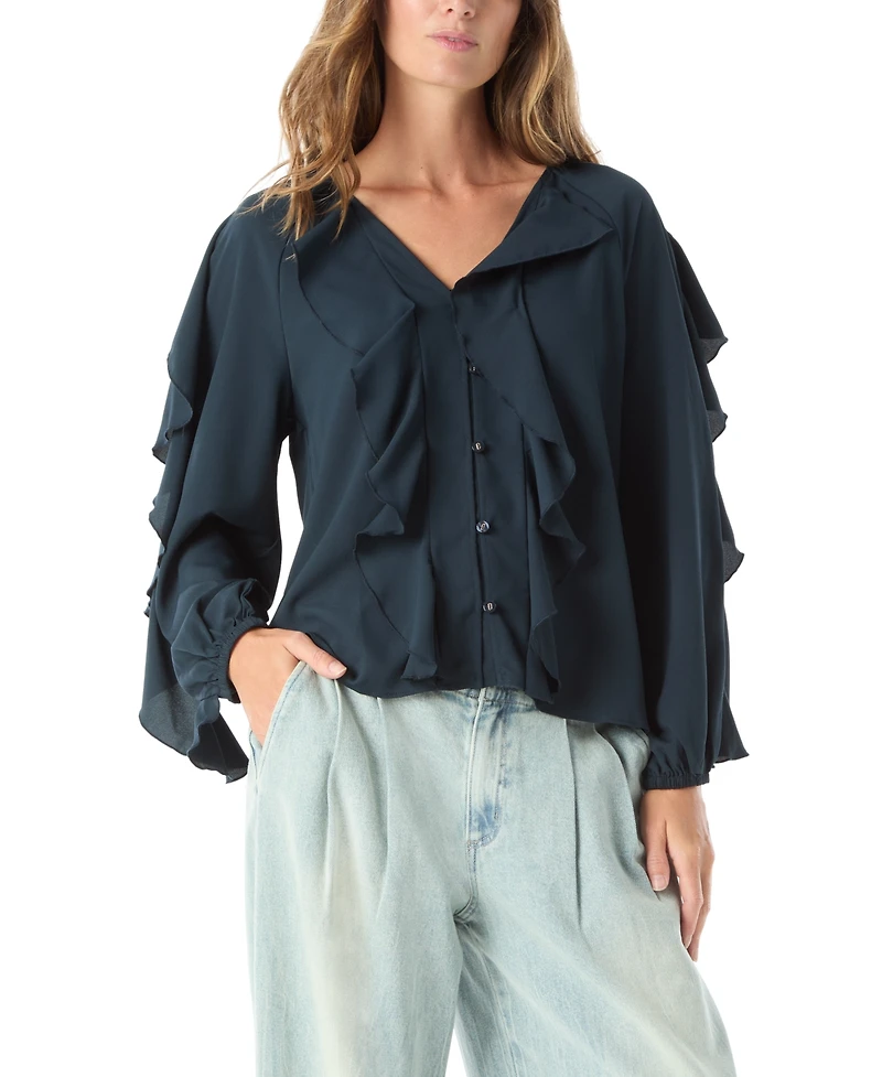 Dee Ocleppo Women's Elysia Ruffled V-Neck Top