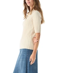 Dee Ocleppo Women's Ribbed Knit Collar Top