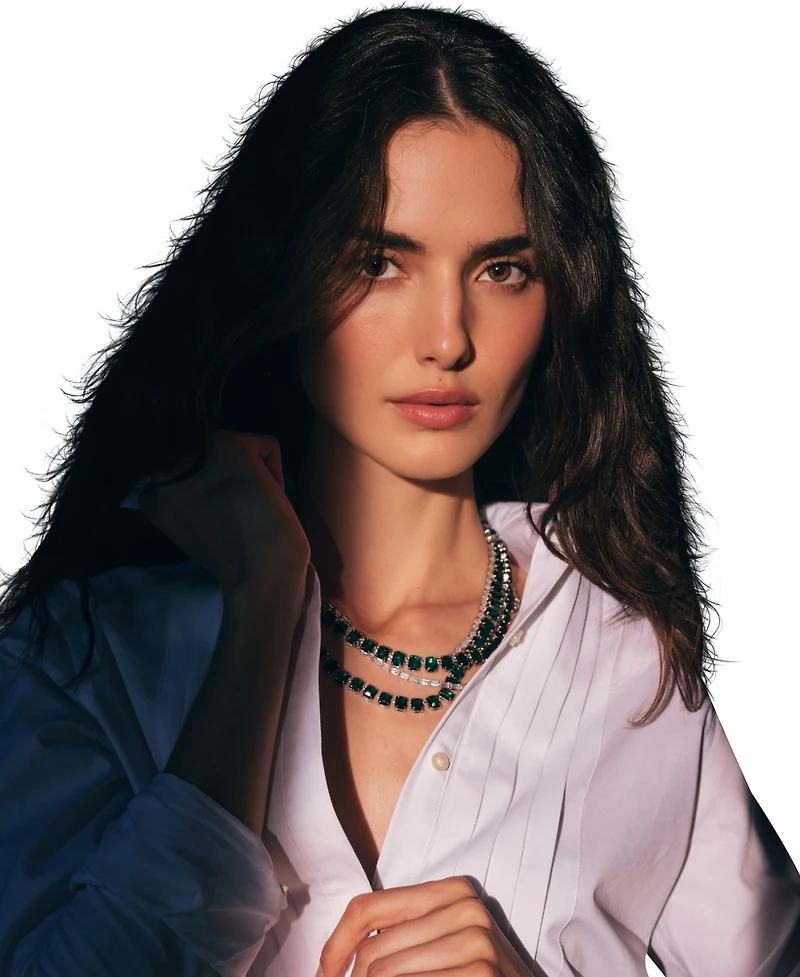 Lauren Ralph Lauren Cubic Zirconia and Epoxy Stone Tennis Multirow Necklace