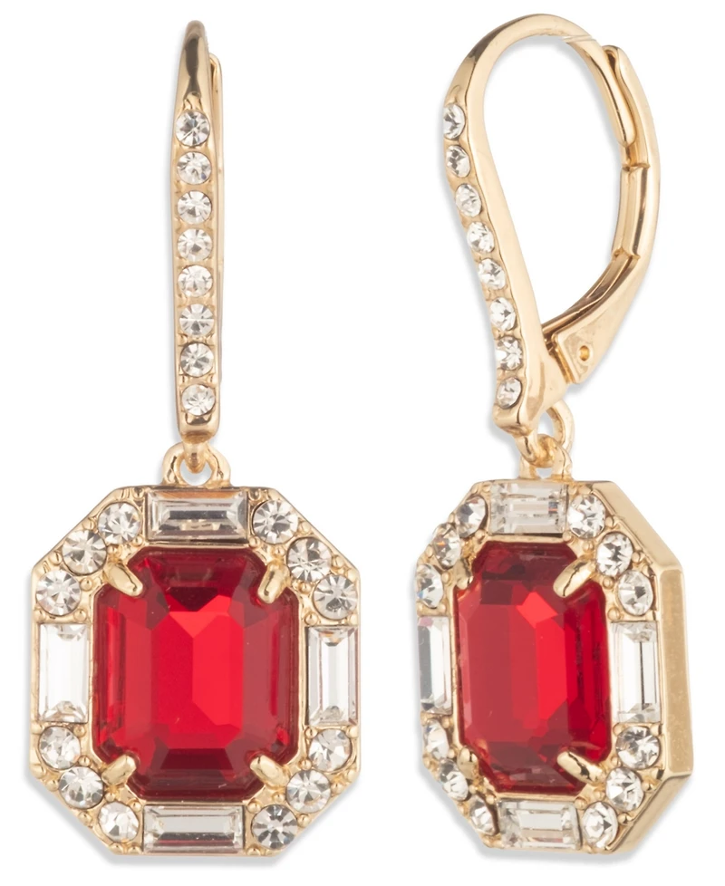 Lauren Ralph Glass Stone Silver-Tone Drop Earrings (also Gold-Tone)