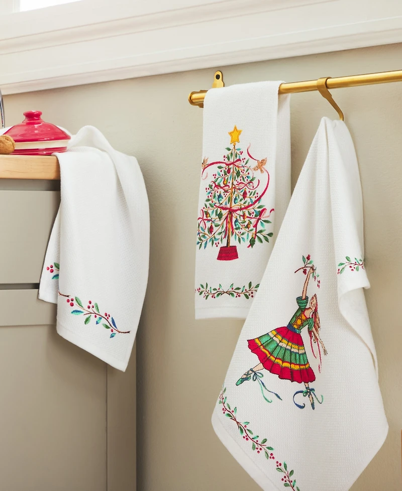 Fiesta Ballerina Holiday Holly Sprig 2-Pc. Kitchen Towel Set