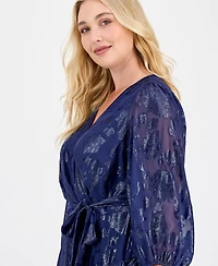 Anne Klein Plus Metallic Tiered High-Low Maxi Dress