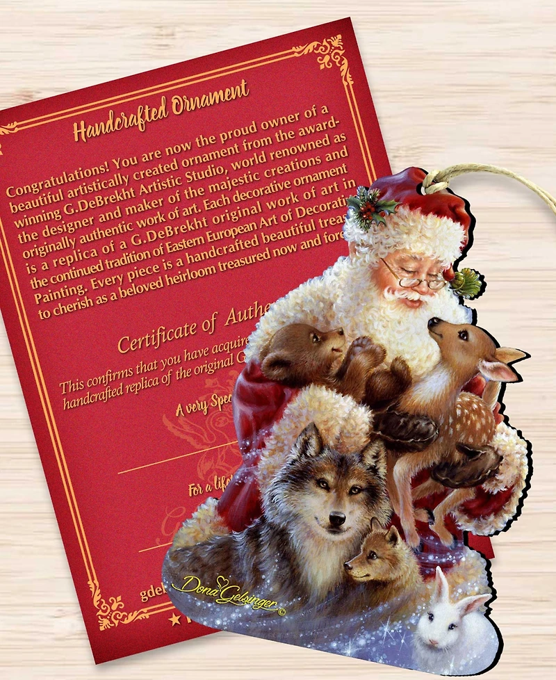 Designocracy Santa Little Friends Wooden Ornament