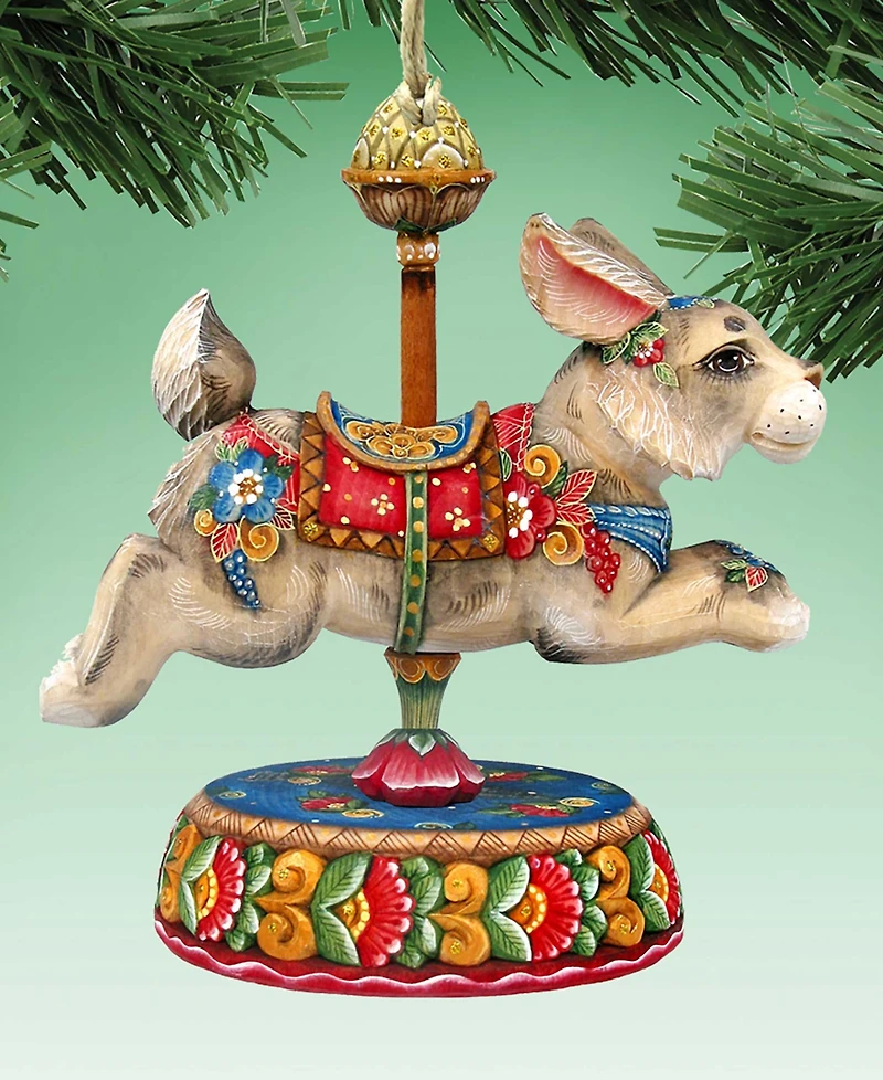 Designocracy Carousel Bunny Wooden Ornament