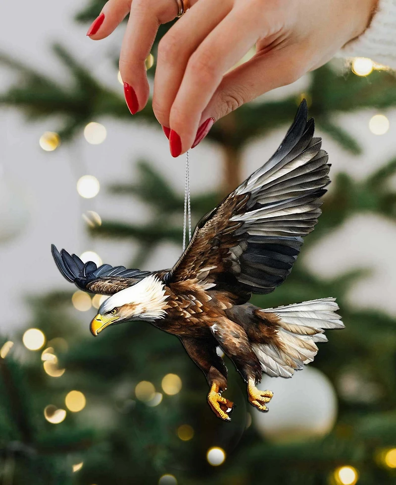Designocracy Alaskan Eagles Wooden Ornaments, Set of 4
