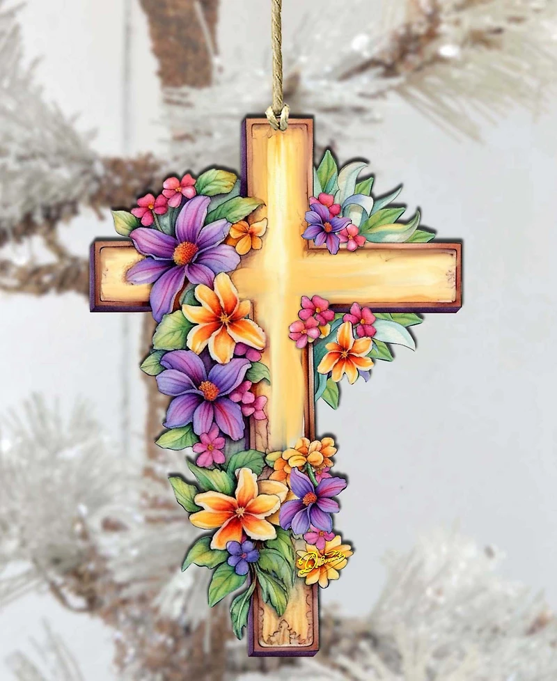 Designocracy Serenity Cross Christmas Ornament