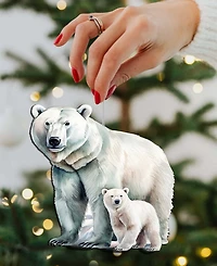 Designocracy Polar Bear and Cub Christmas Wood Ornament