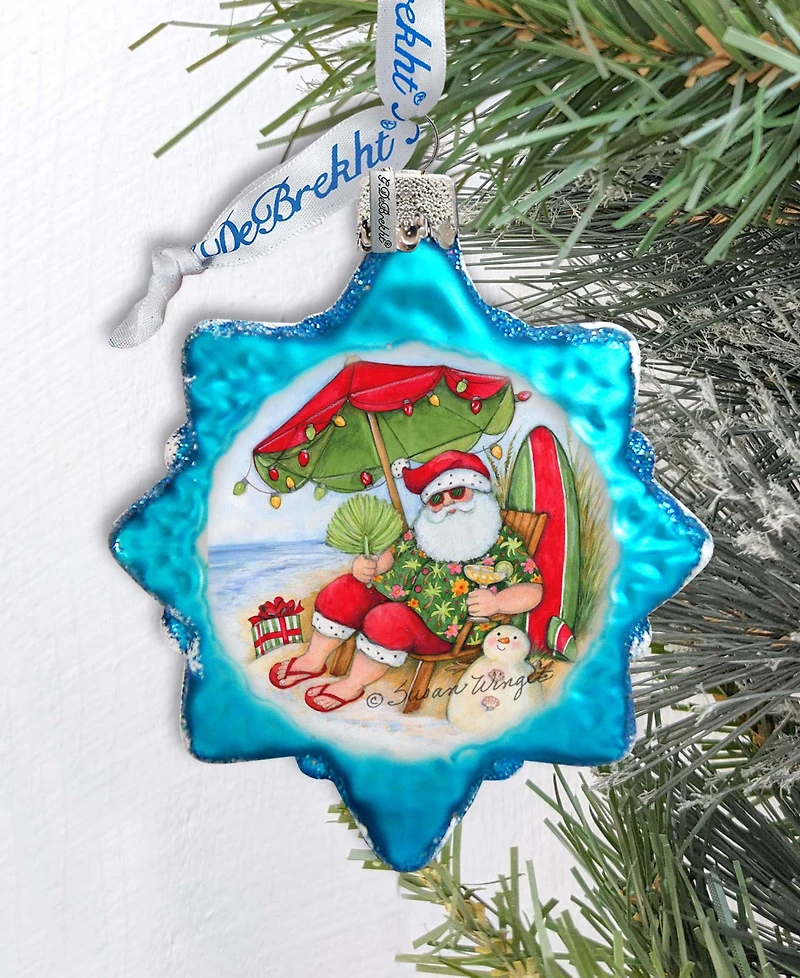 Designocracy Santa on Beach Glass Ornaments S. Winget