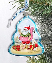 Designocracy Santa with Flamingo Toy Glass Ornaments