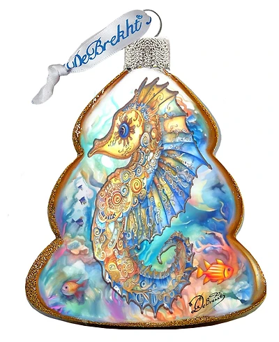 Designocracy Seahorse Christmas Glass Ornaments