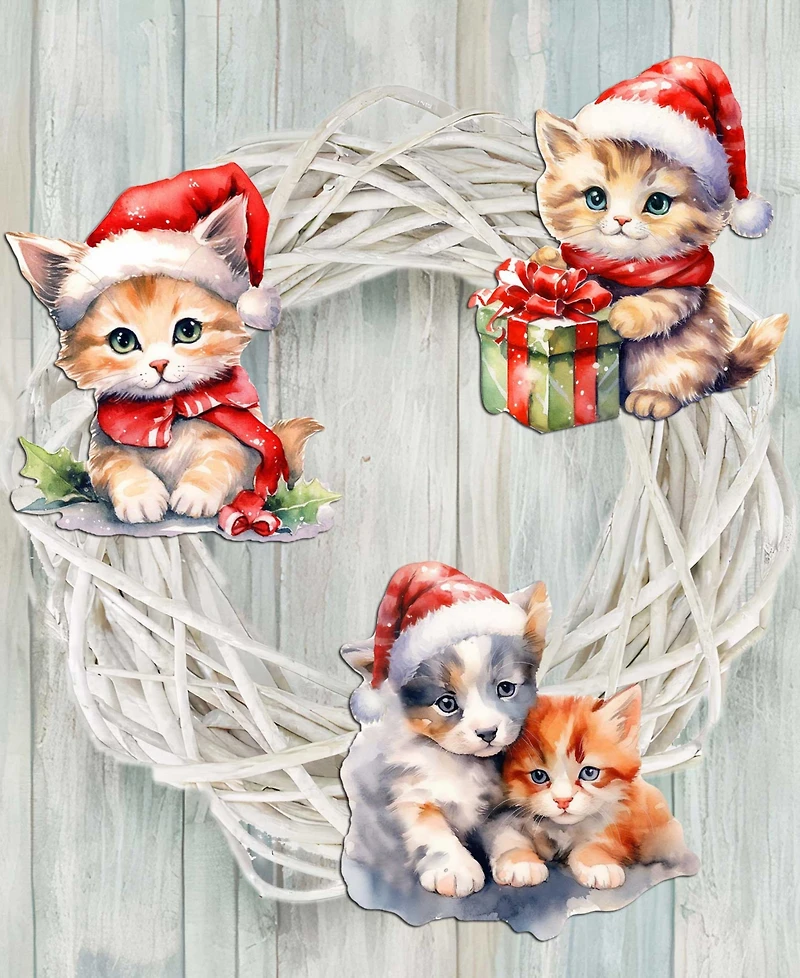 Designocracy Christmas Cats Clip Ornaments, Set 3
