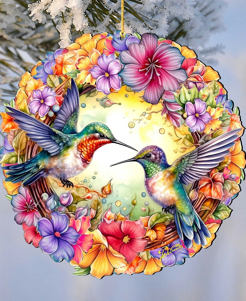 Designocracy Hummingbirds Wreath Christmas Ornament