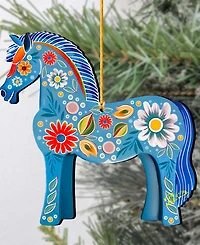 Designocracy Danish Horse Christmas Wooden Ornament