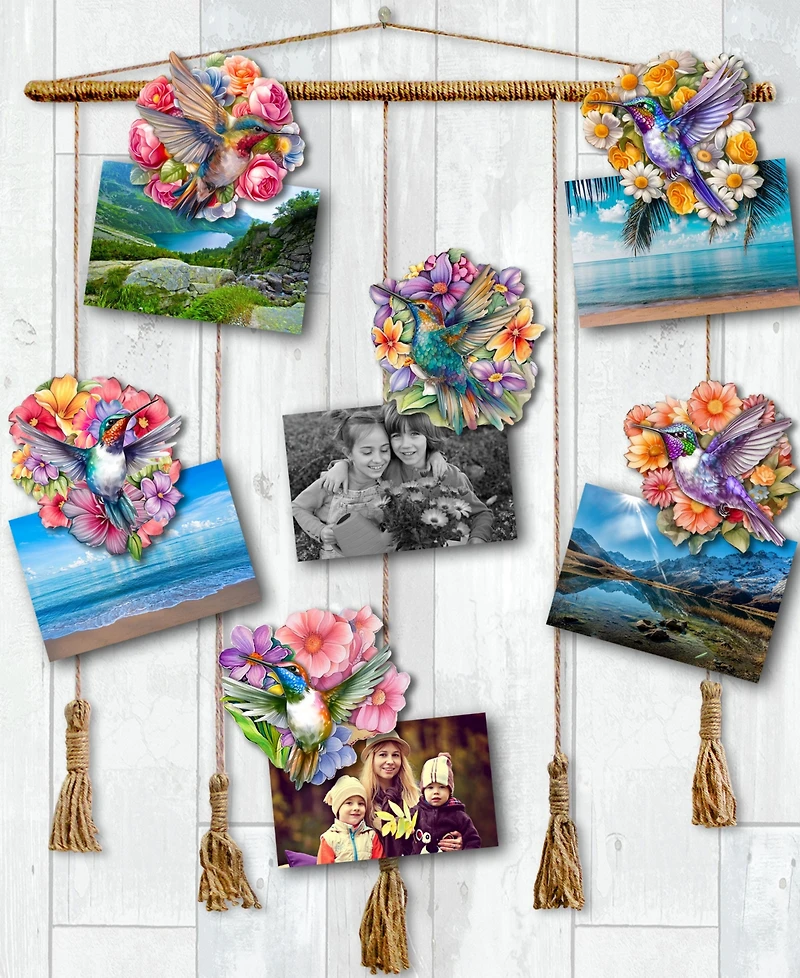 Designocracy Hummingbirds Wood Clip-on Ornaments, Set of 6