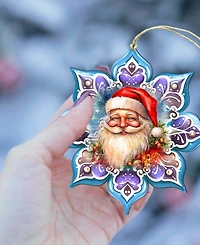 Designocracy Smiling Santa Snowflake Holiday Ornament