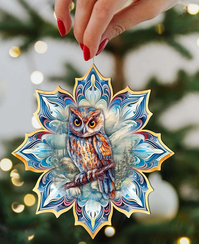 Designocracy Great Horned Owl Snowflake Ornament