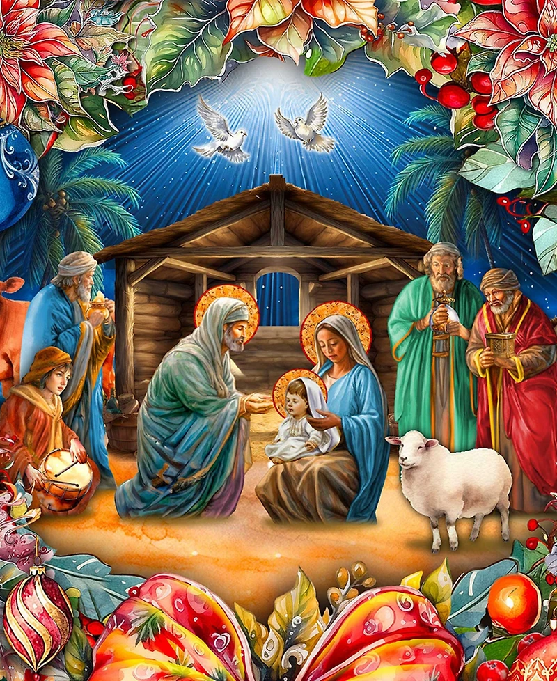 Designocracy Nativity Wreath Holiday Door Decor