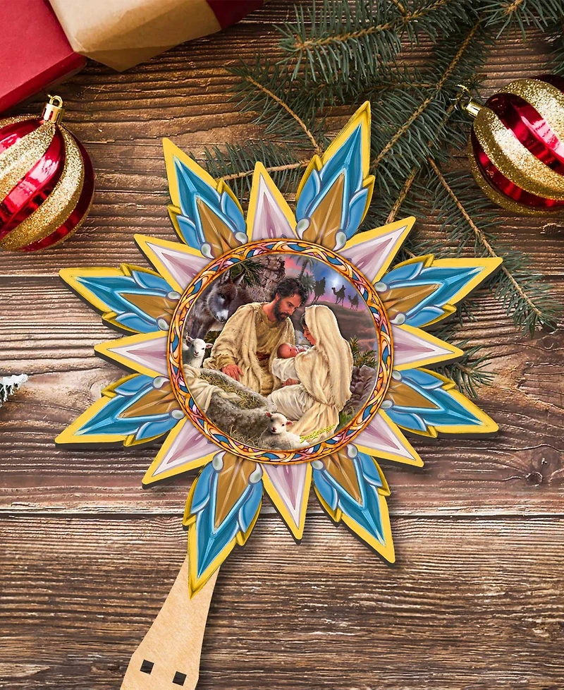 Designocracy Classic Nativity Wooden Tree Topper