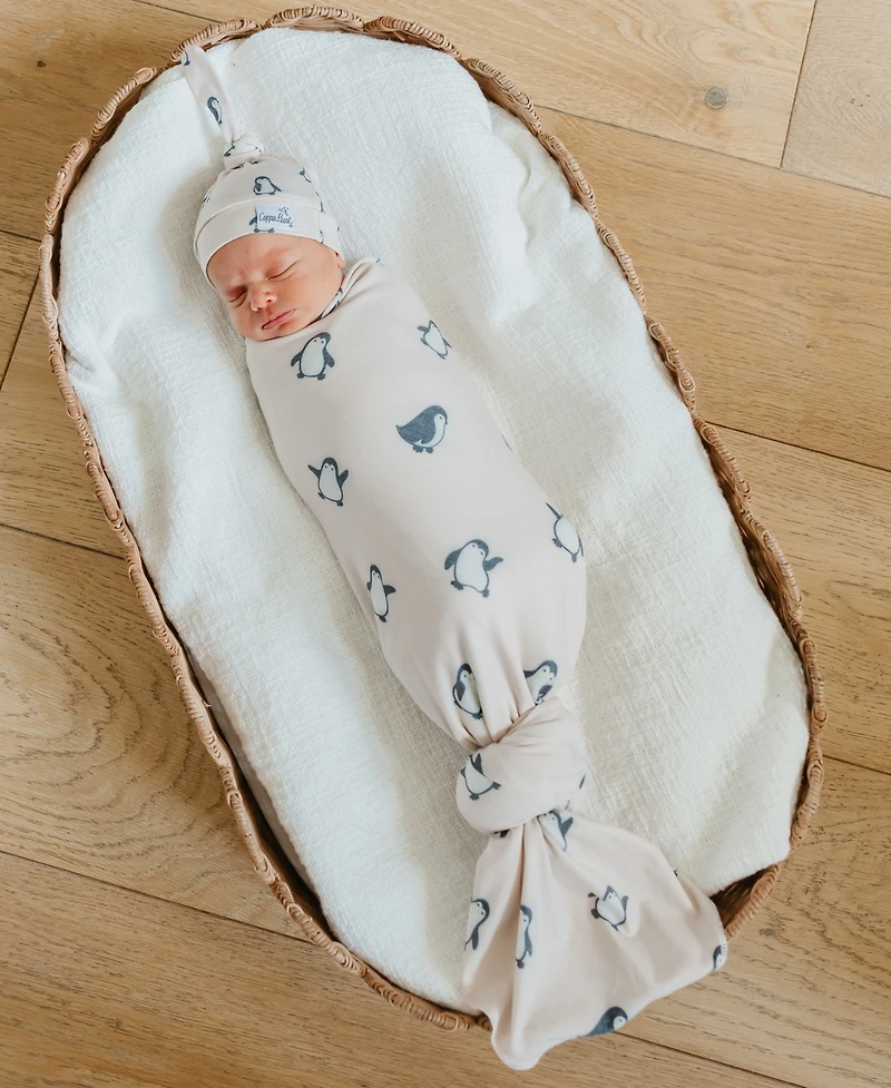 Copper Pearl Baby Penguins Knit Blanket