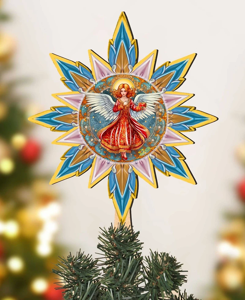 Designocracy Angel with Love Wooden Tree Topper