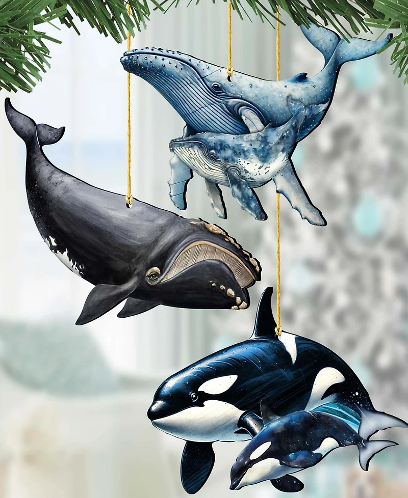 Designocracy Ocean Life Christmas Ornaments, Set of 3
