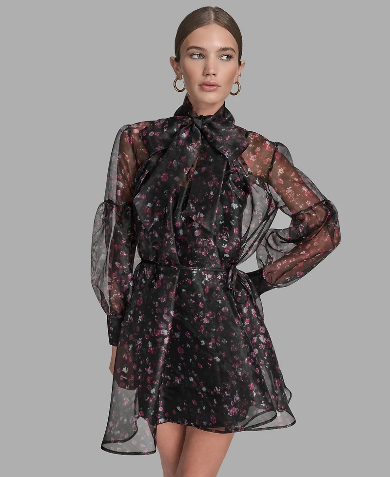 Bcbg Women's Floral Puff Long Sleeves Dress