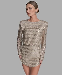 Bcbg Women's Sequin Detail Striped Boat Neck Dress