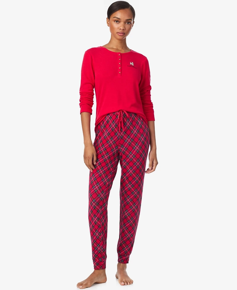 Lauren Ralph Women's Henley Neck and Long Pant Pajama Set