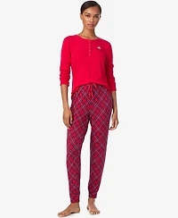 Lauren Ralph Women's Henley Neck and Long Pant Pajama Set