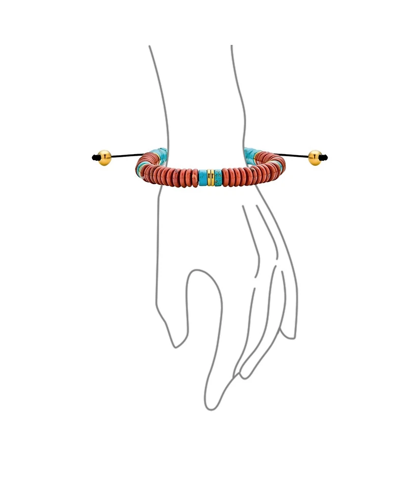Bling Jewelry Boho Natural Stones Chakra Stacking Bolo Bracelet Gold Plated Stainless Steel Spacers Rondel Tube Beads Adjustable