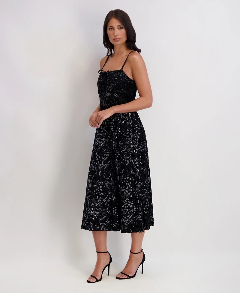 kensie Women's Burn Out Foil Slip Sleeveless Dress