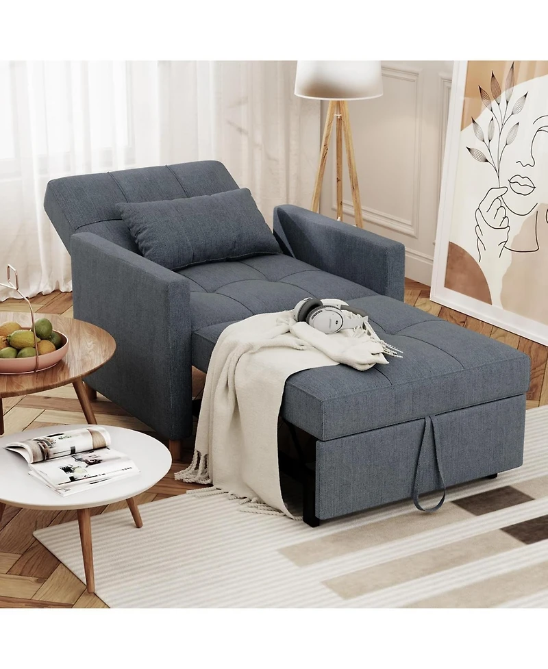 Aecojoy 31.5" Sleeper Chair, Convertible Chair Bed for Adults, 3-in-1 Pull Out Sofa Chair