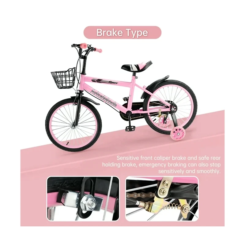 Artudatech Inch Kids Bike with Glowing Training Wheels