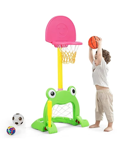 3-in-1 Kids Basketball Hoop Set Adjustable Sports Activity Center w/Balls
