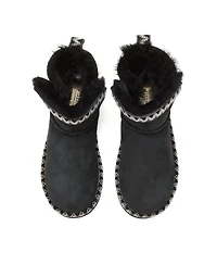Fireside by Dearfoams Women's Perth Genuine Shearling Fold Down Bootie with Embroidery