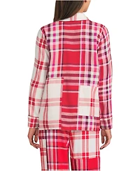 Lands' End Women's Long Sleeve Flannel Patchwork Pajama Top