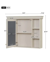 Casainc 36-Inch Bathroom Vanity with Mirror Cabinet, Adjustable Shelves, 4 Drawers & Solid Wood Storage Cabinet