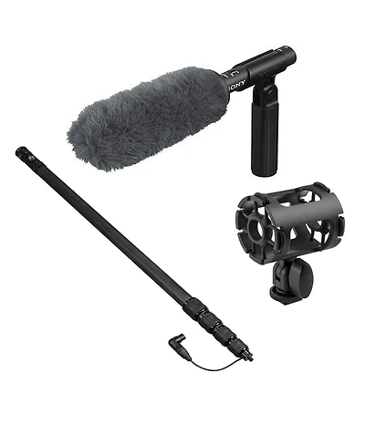 Sony Ecm-VG1 Electret Condenser Short Shotgun Microphone, Bundle with Airo by K-Tek ASM1 Shockmount, Deity Microphones 8.5' 5-Section Carbon Fiber