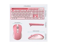 risokeys 2.4G Wireless Computer Keyboard With Phone Tablet Holder And Mouse Combo,