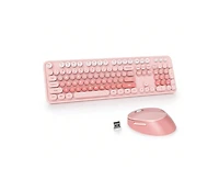 Wireless Keyboard And Mouse Set - Cute Keyboard And Mouse Combo, Full Size Keyboard With Number Pad & Round Keycaps For Windows Pc Laptop
