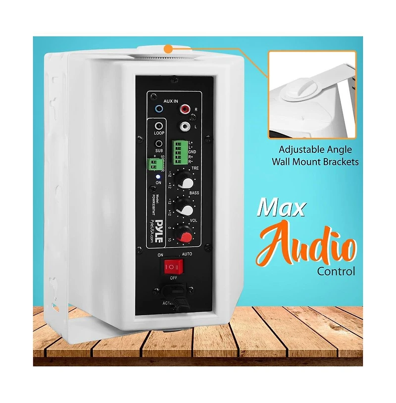 Bluetooth Wall Mount Speaker System - Active Powered Wall Mount Home Speakers, MP3/Aux/Rca Input (5.25 -inch, 300 Watt Max)