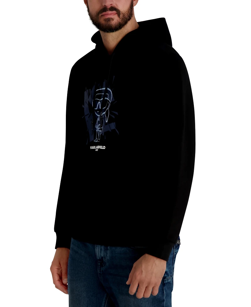Karl Lagerfeld Paris Men's Embroidered Oversized Pull-On Sweatshirt