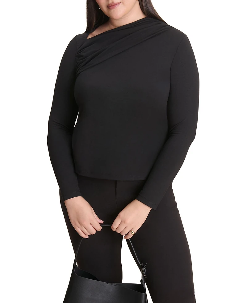 Eloquii Women's Plus Slit Neck Top