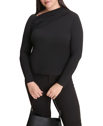 Eloquii Women's Plus Slit Neck Top