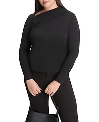 Eloquii Women's Plus Slit Neck Top