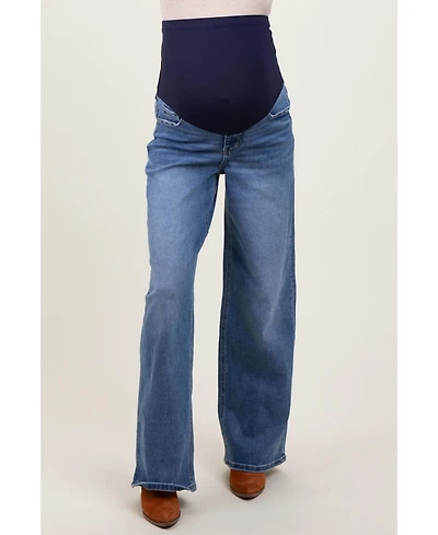 Pinkblush Maternity Blue Washed Wide Leg Jeans