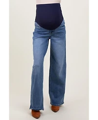Pinkblush Maternity Blue Washed Wide Leg Jeans