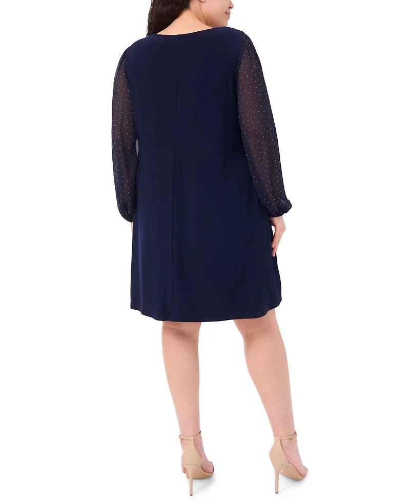 Msk Plus Round Neck Bell Sleeves Shift Dress