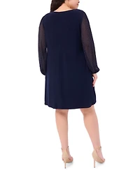 Msk Plus Round Neck Bell Sleeves Shift Dress