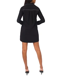 Msk Petite Collared Neck Long Sleeves Shirtdress